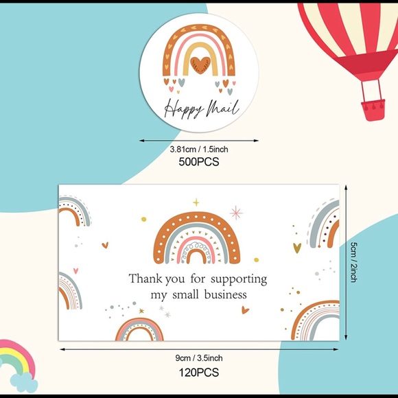 620Pcs Thank You Cards 120Pcs 1.5’’ Sticker 500Pcs - Picture 2 of 5